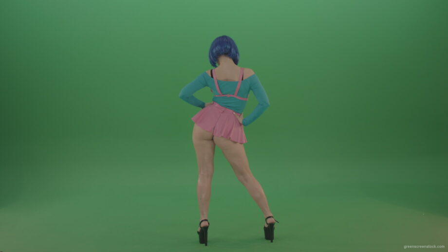 vj video background Sexy-erotic-girl-posing-with-blue-hair-on-green-screen_003