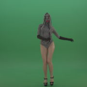 Sexy-girl-in-striped-suit-with-red-lips-cyclically-goes-on-green-background_008 Green Screen Stock