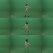 Sexy-woman-in-white-body-seductive-dance-on-green-background Green Screen Stock