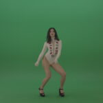 vj video background Sexy-woman-in-white-body-seductive-dance-on-green-background_003