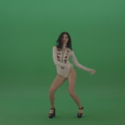 Sexy-woman-in-white-body-seductive-dance-on-green-background_006 Green Screen Stock