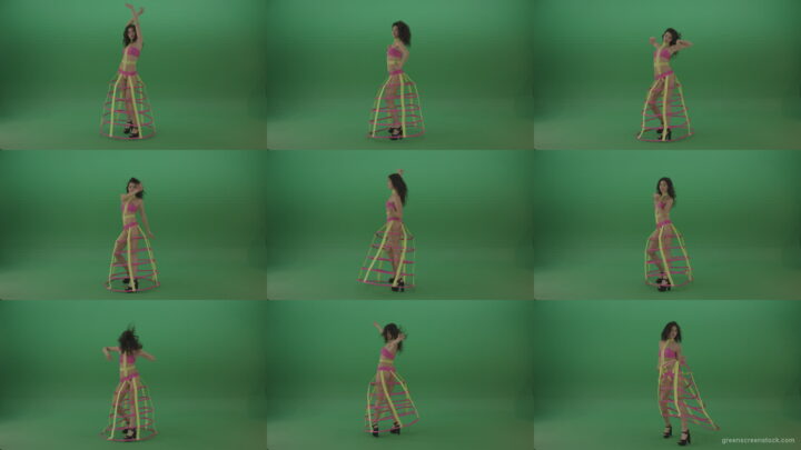 Top-costume-on-a-modern-elite-girl-with-circles-on-green-screen Green Screen Stock