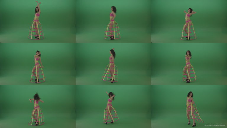 Top-costume-on-a-modern-elite-girl-with-circles-on-green-screen Green Screen Stock
