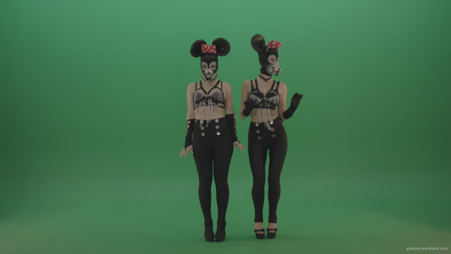 vj video background Two-girls-dressed-in-Mickey-Mouse-sit-squarelyon-green-screen_003