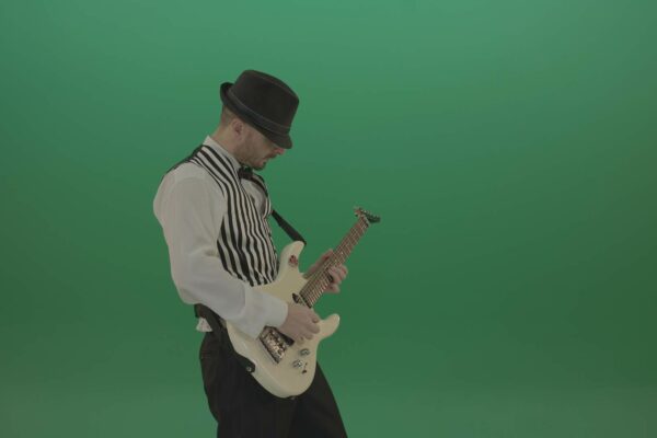 electro guitar music player on green screen 4k video footage