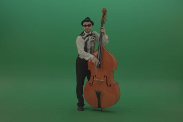musician man playing music instrument on green screen 4k video footage
