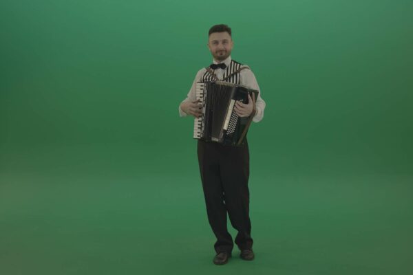 musician man playing music instrument on green screen 4k video footage