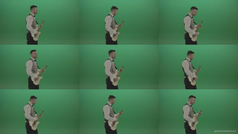 Wedding-guitarist-player-with-guitar-play-pop-rock-music-on-green-screen Green Screen Stock