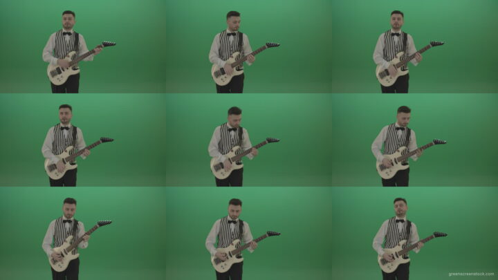 Wedding-guitarist-playing-guitar-in-green-screen-studio Green Screen Stock