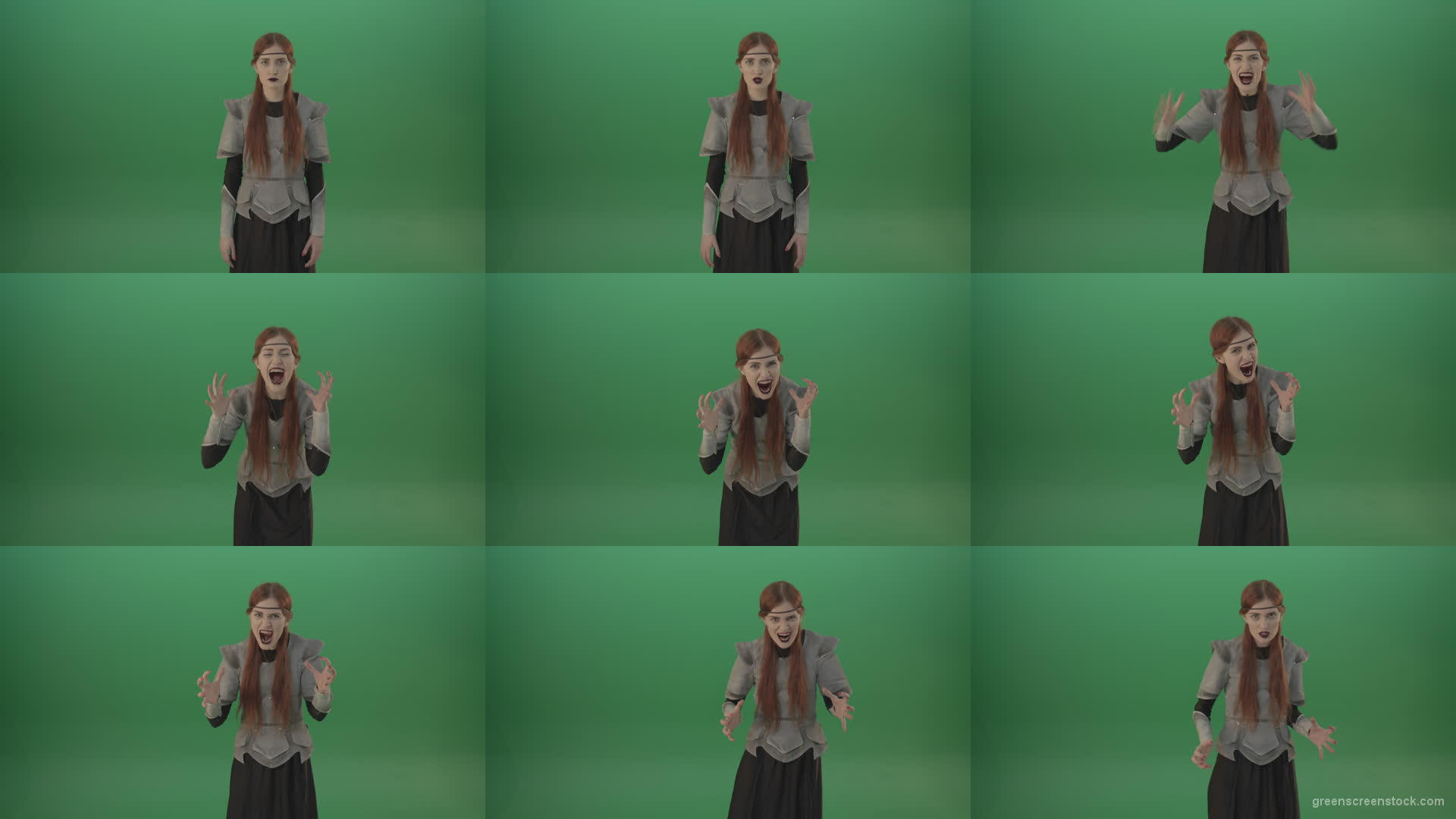 Witch-aggressively-shouts-at-the-camera-provoking-the-viewer Green Screen Stock