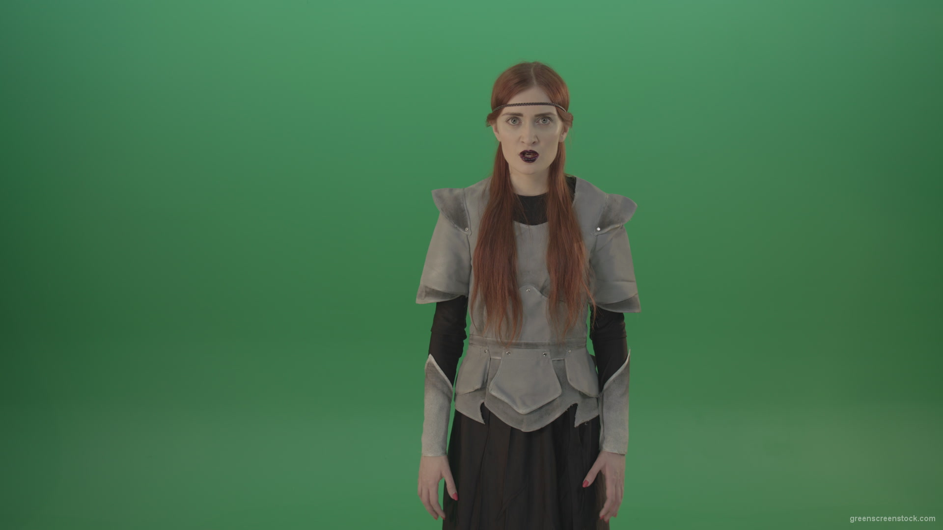 Witch-aggressively-shouts-at-the-camera-provoking-the-viewer_002 Green Screen Stock
