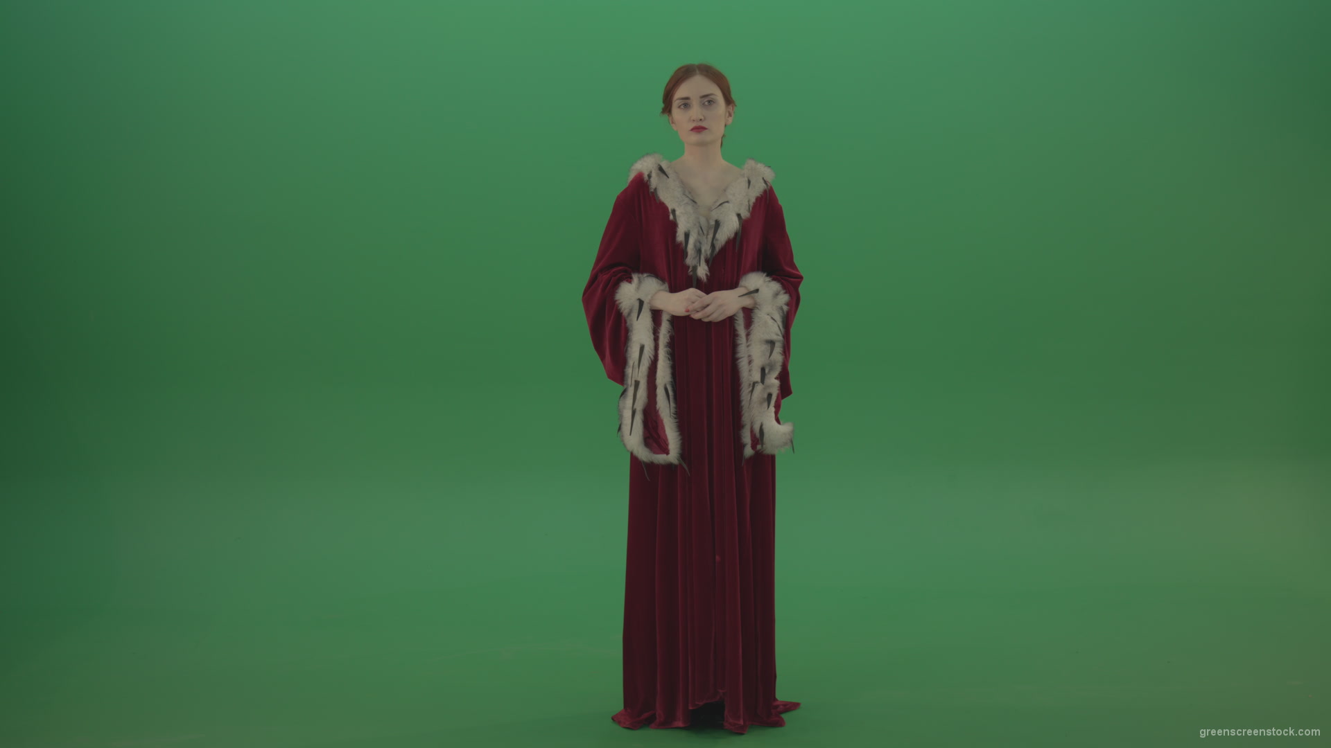 Young-actress-dressed-in-royal-dress-showing-different-scenes_001 Green Screen Stock