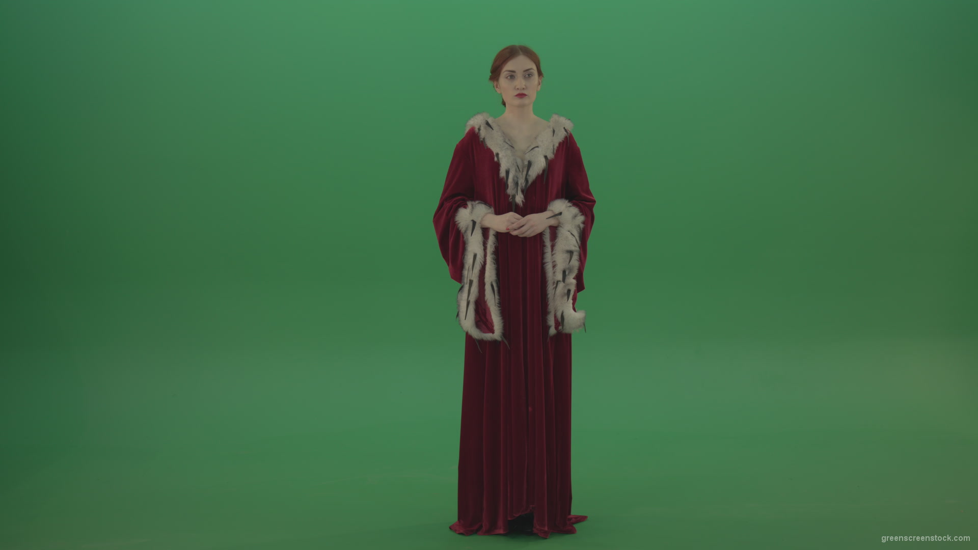 Young-actress-dressed-in-royal-dress-showing-different-scenes_004 Green Screen Stock