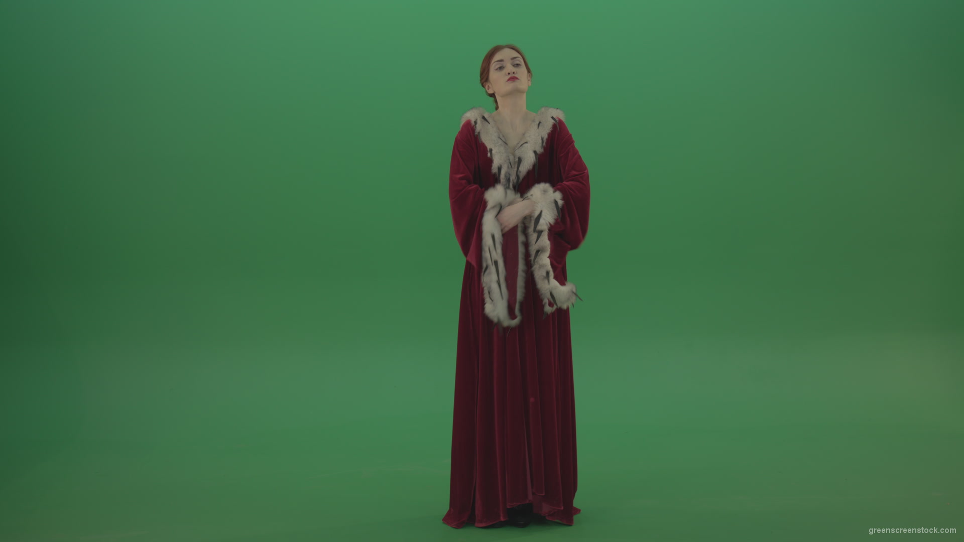 Young-actress-dressed-in-royal-dress-showing-different-scenes_005 Green Screen Stock