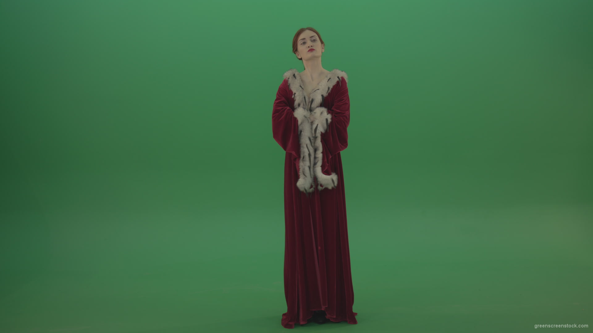 Young-actress-dressed-in-royal-dress-showing-different-scenes_006 Green Screen Stock