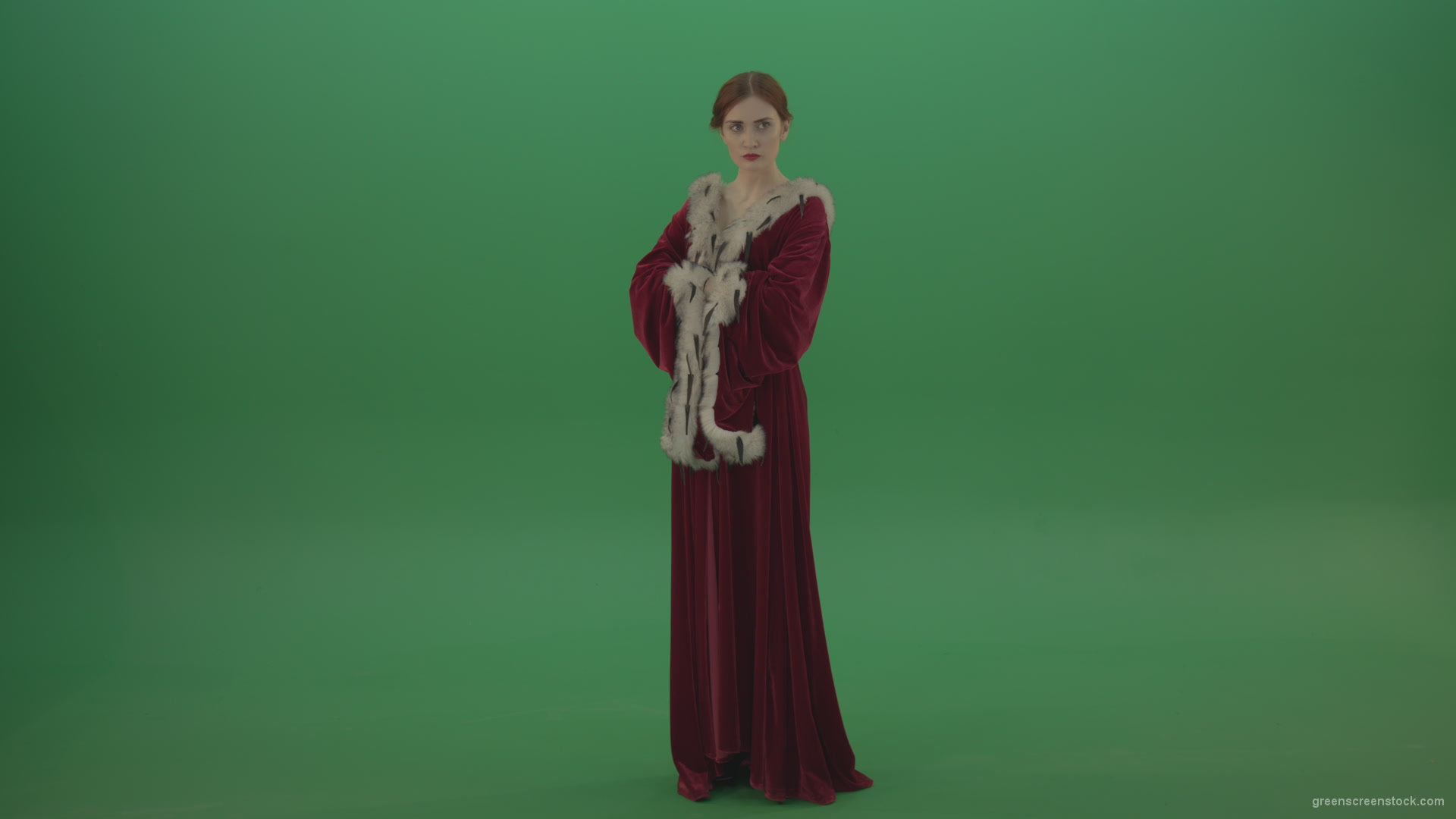 Young-actress-dressed-in-royal-dress-showing-different-scenes_008 Green Screen Stock