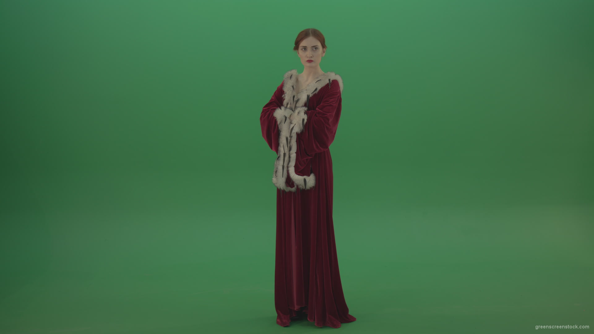 Young-actress-dressed-in-royal-dress-showing-different-scenes_009 Green Screen Stock