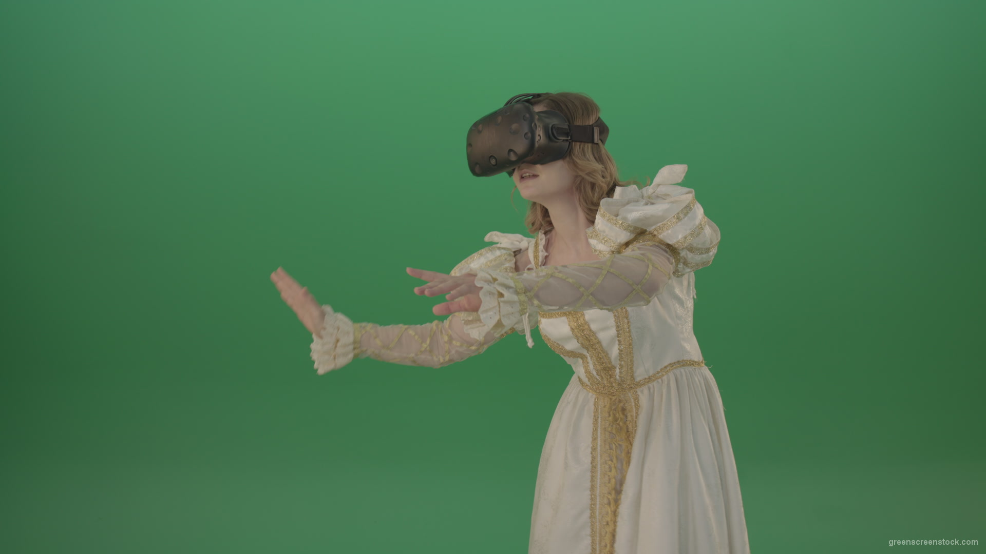 3d-glasses-of-virtual-reality-the-girl-looked-into-the-virtual-world-isolated-on-green-screen_001 Green Screen Stock