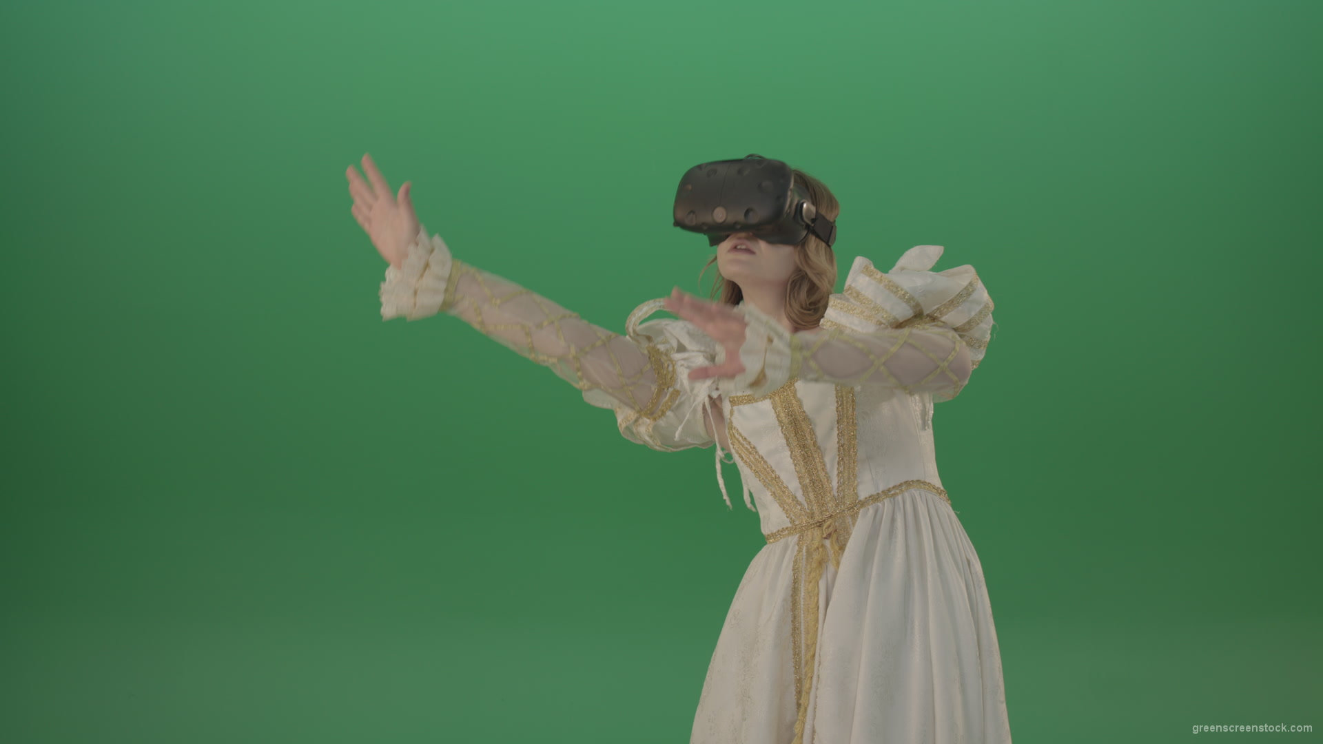 3d-glasses-of-virtual-reality-the-girl-looked-into-the-virtual-world-isolated-on-green-screen_004 Green Screen Stock