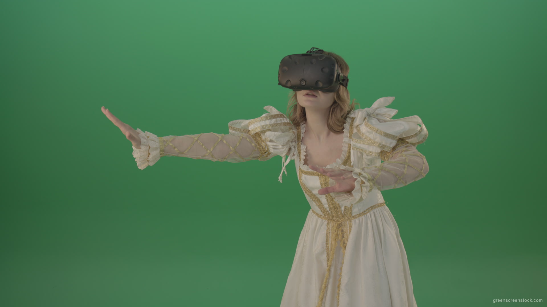 3d-glasses-of-virtual-reality-the-girl-looked-into-the-virtual-world-isolated-on-green-screen_005 Green Screen Stock