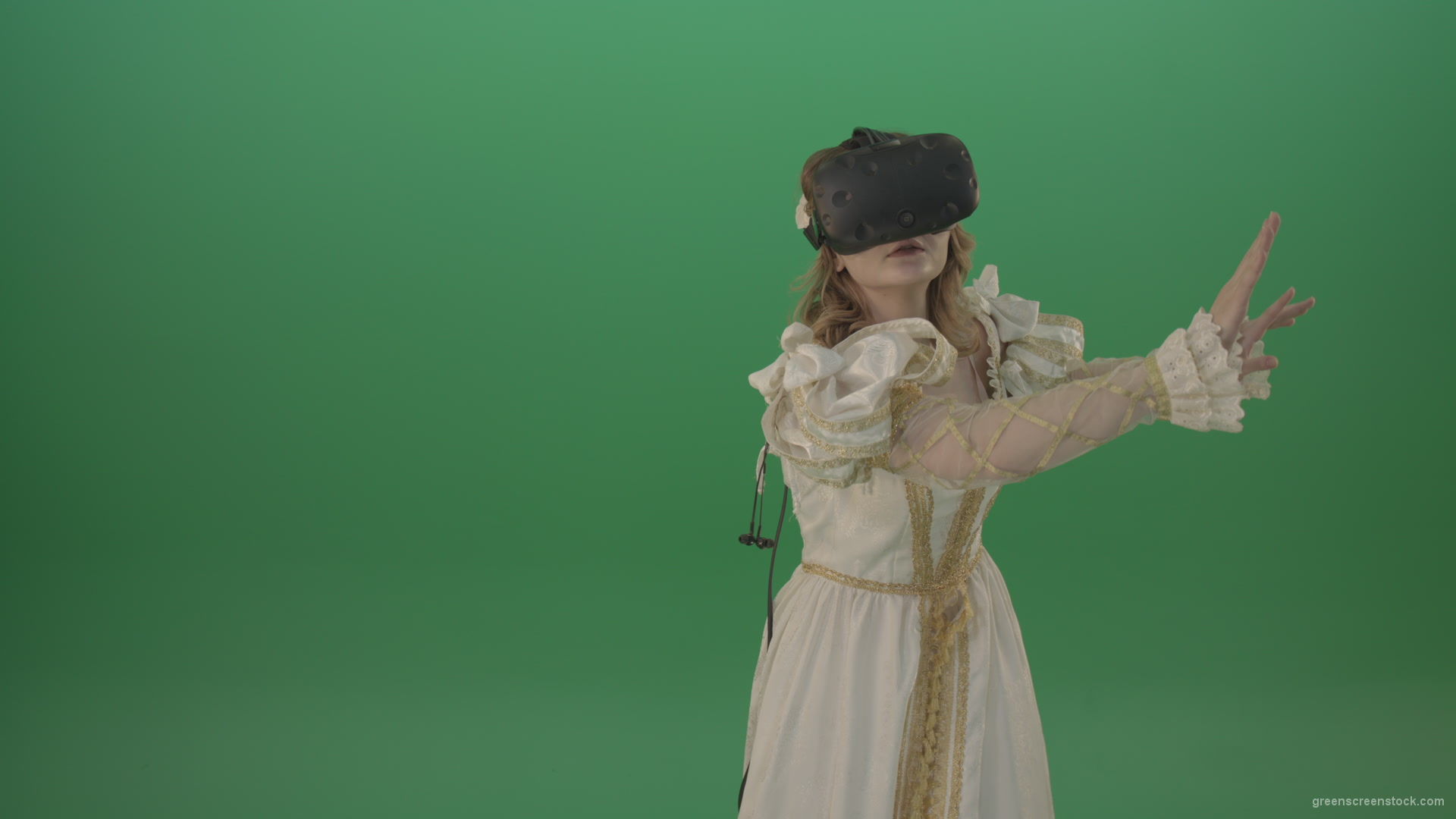 3d-glasses-of-virtual-reality-the-girl-looked-into-the-virtual-world-isolated-on-green-screen_009 Green Screen Stock