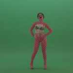 vj video background Girl-in-red-strip-dance-costume-in-front-view-posing-isolated-on-green-screen_003