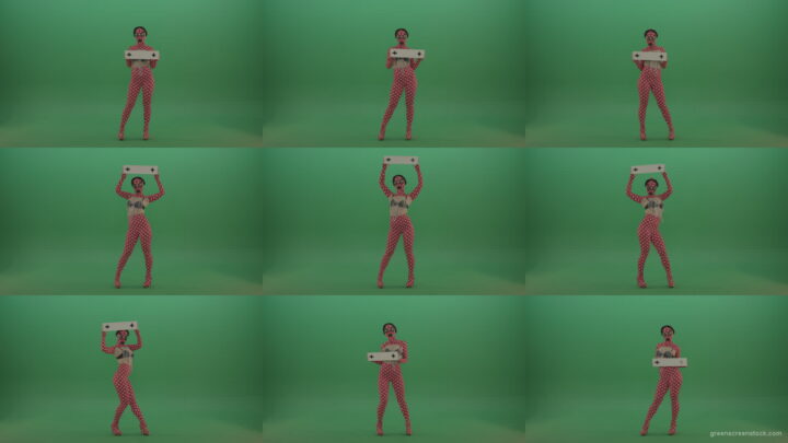 Go-Go-Fetish-Girl-posing-and-dancing-with-text-pane-mockup-isolated-on-green-screen Green Screen Stock