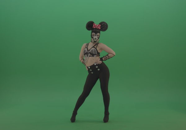 Mouse-Girl-in-mask-dancing-go-go-shaking-ass-and-posing-on-green-screen-1_007 Green Screen Stock