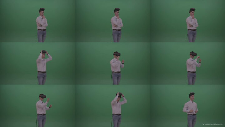 Young_Man_Wearing_White_Shirt_Making_Hard_Decision_Using_Virtual_Glasses_To_Solve_The_Task_Green_Screen_Wall_Chroma_Key_Background-1920 Green Screen Stock