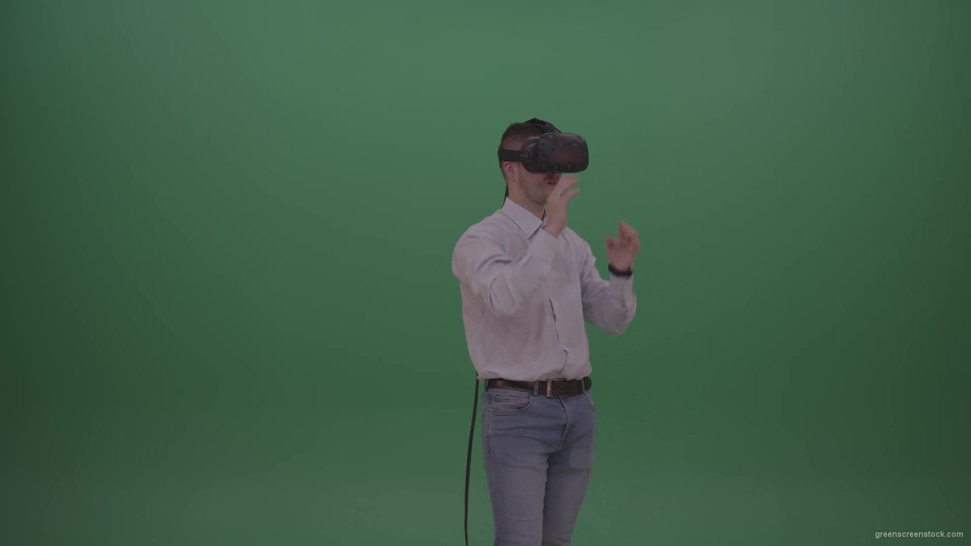 Young_Man_Wearing_White_Shirt_Making_Hard_Decision_Using_Virtual_Glasses_To_Solve_The_Task_Green_Screen_Wall_Chroma_Key_Background-1920_005 Green Screen Stock