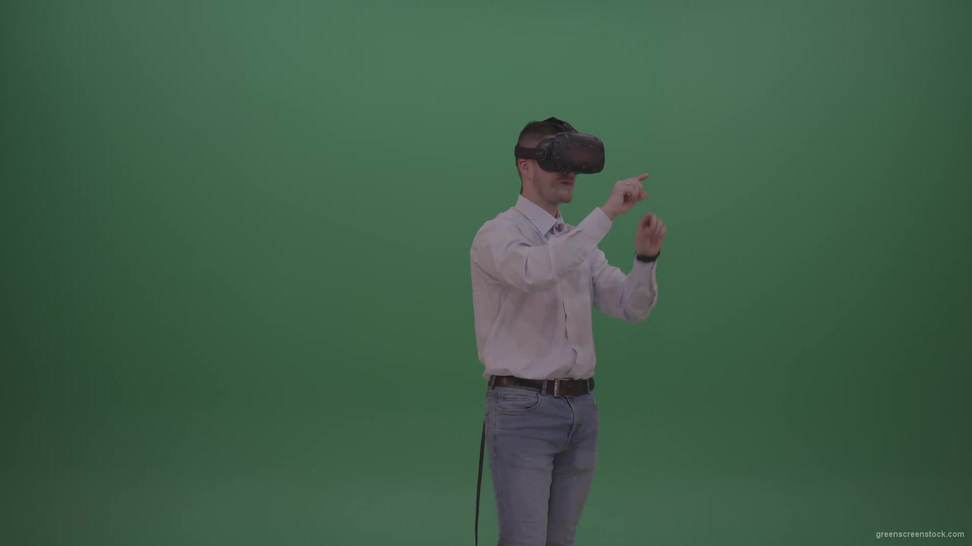 Young_Man_Wearing_White_Shirt_Making_Hard_Decision_Using_Virtual_Glasses_To_Solve_The_Task_Green_Screen_Wall_Chroma_Key_Background-1920_006 Green Screen Stock