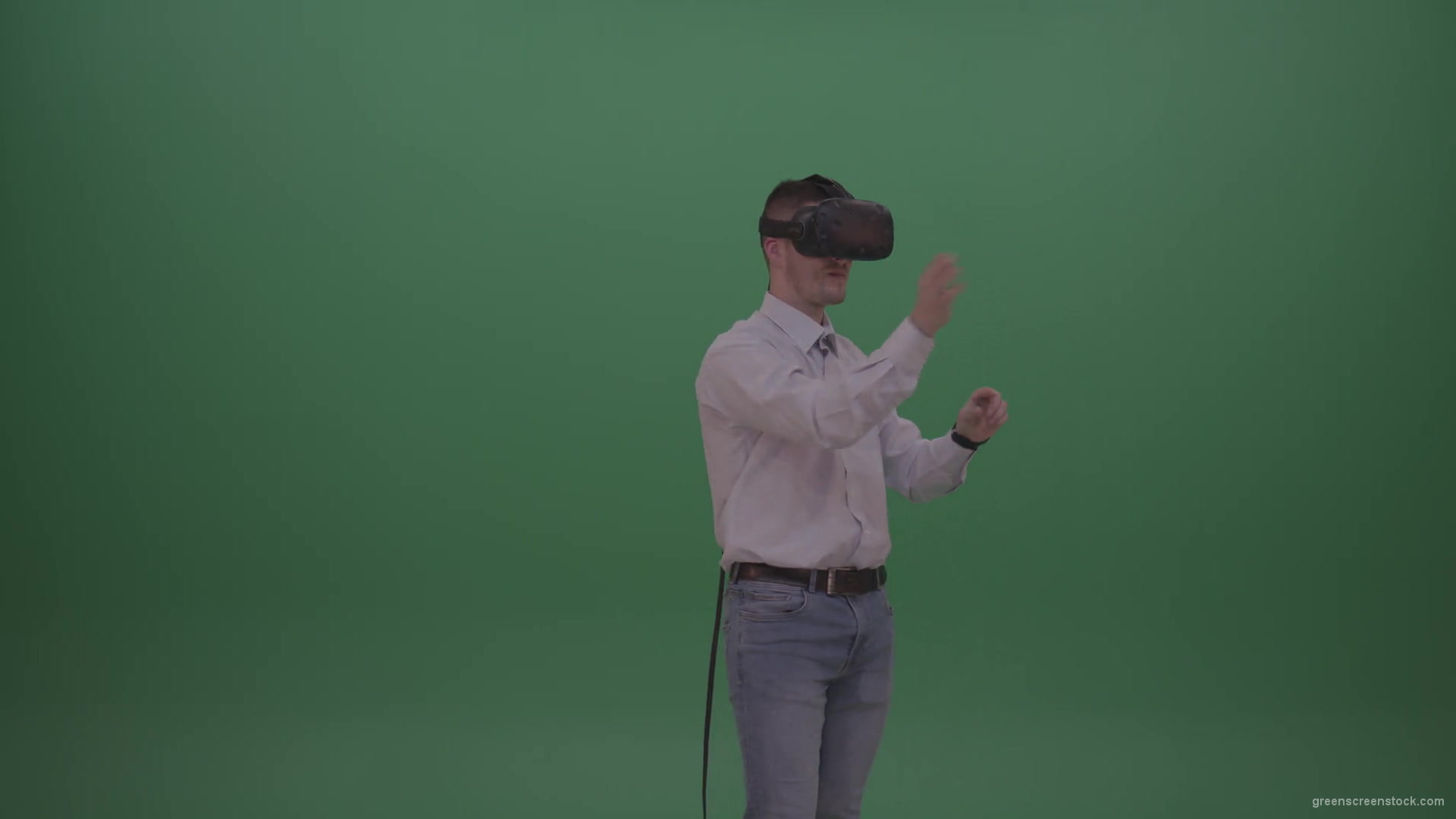 Young_Man_Wearing_White_Shirt_Making_Hard_Decision_Using_Virtual_Glasses_To_Solve_The_Task_Green_Screen_Wall_Chroma_Key_Background-1920_007 Green Screen Stock
