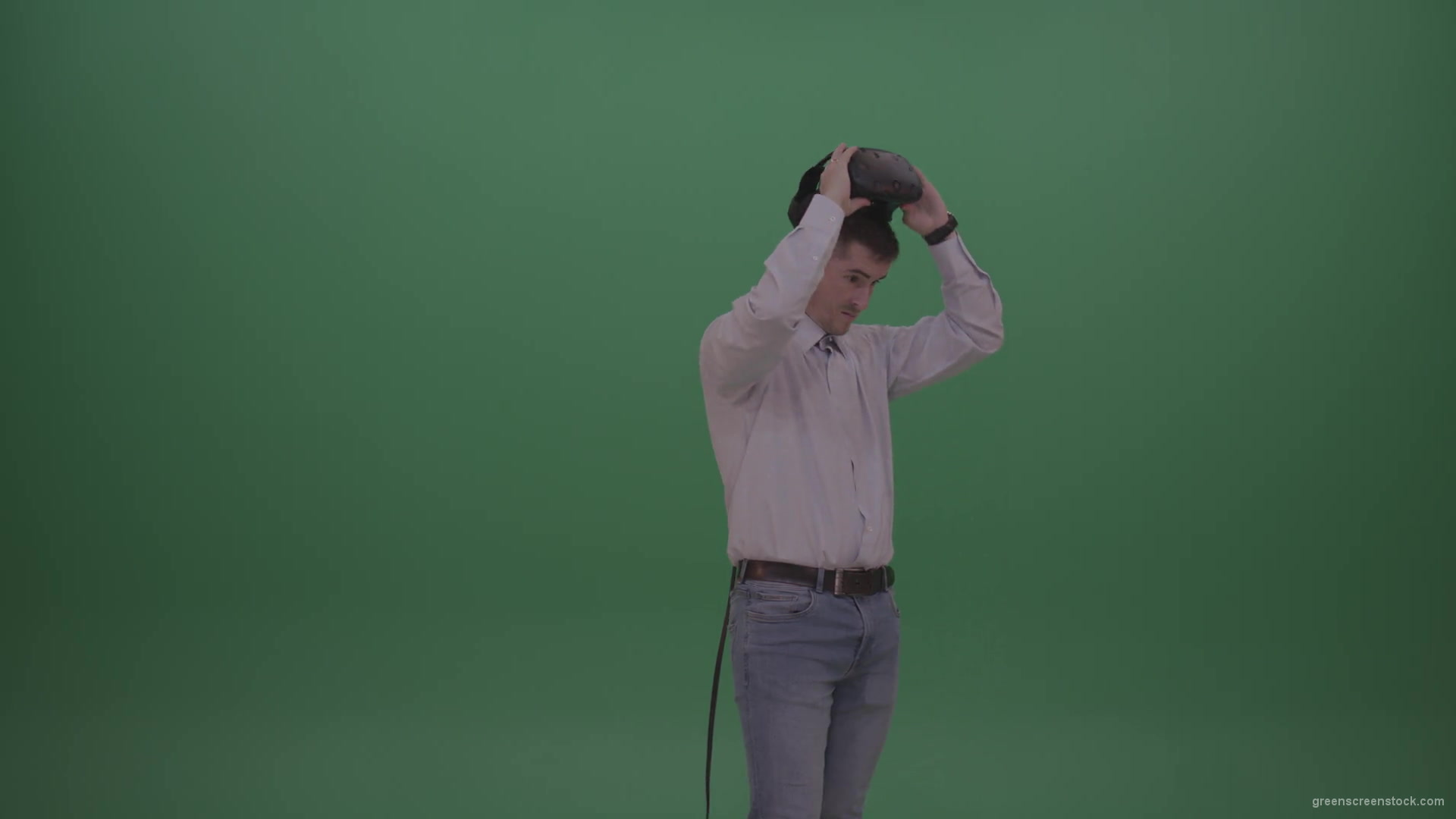 Young_Man_Wearing_White_Shirt_Making_Hard_Decision_Using_Virtual_Glasses_To_Solve_The_Task_Green_Screen_Wall_Chroma_Key_Background-1920_008 Green Screen Stock