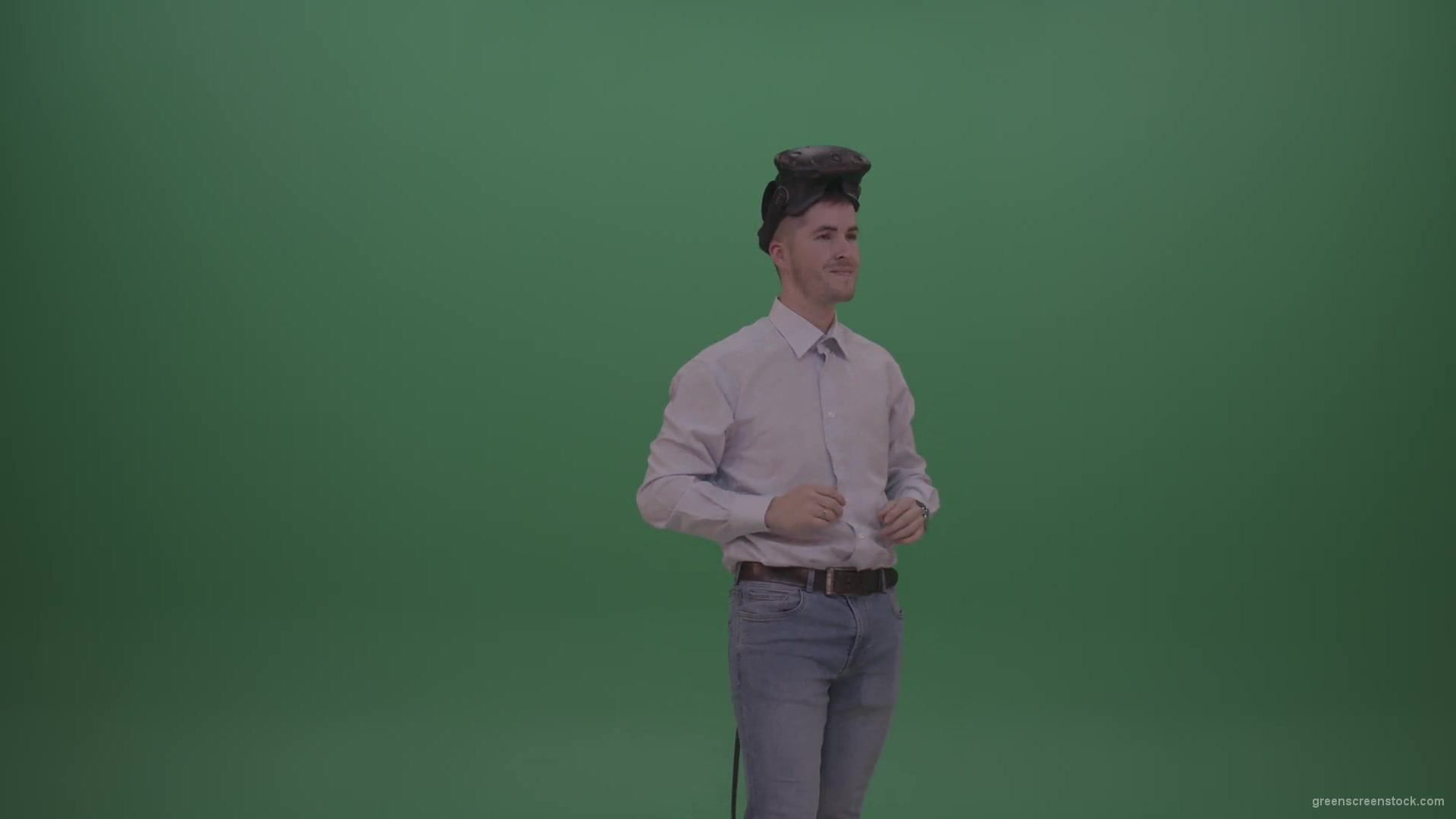Young_Man_Wearing_White_Shirt_Making_Hard_Decision_Using_Virtual_Glasses_To_Solve_The_Task_Green_Screen_Wall_Chroma_Key_Background-1920_009 Green Screen Stock