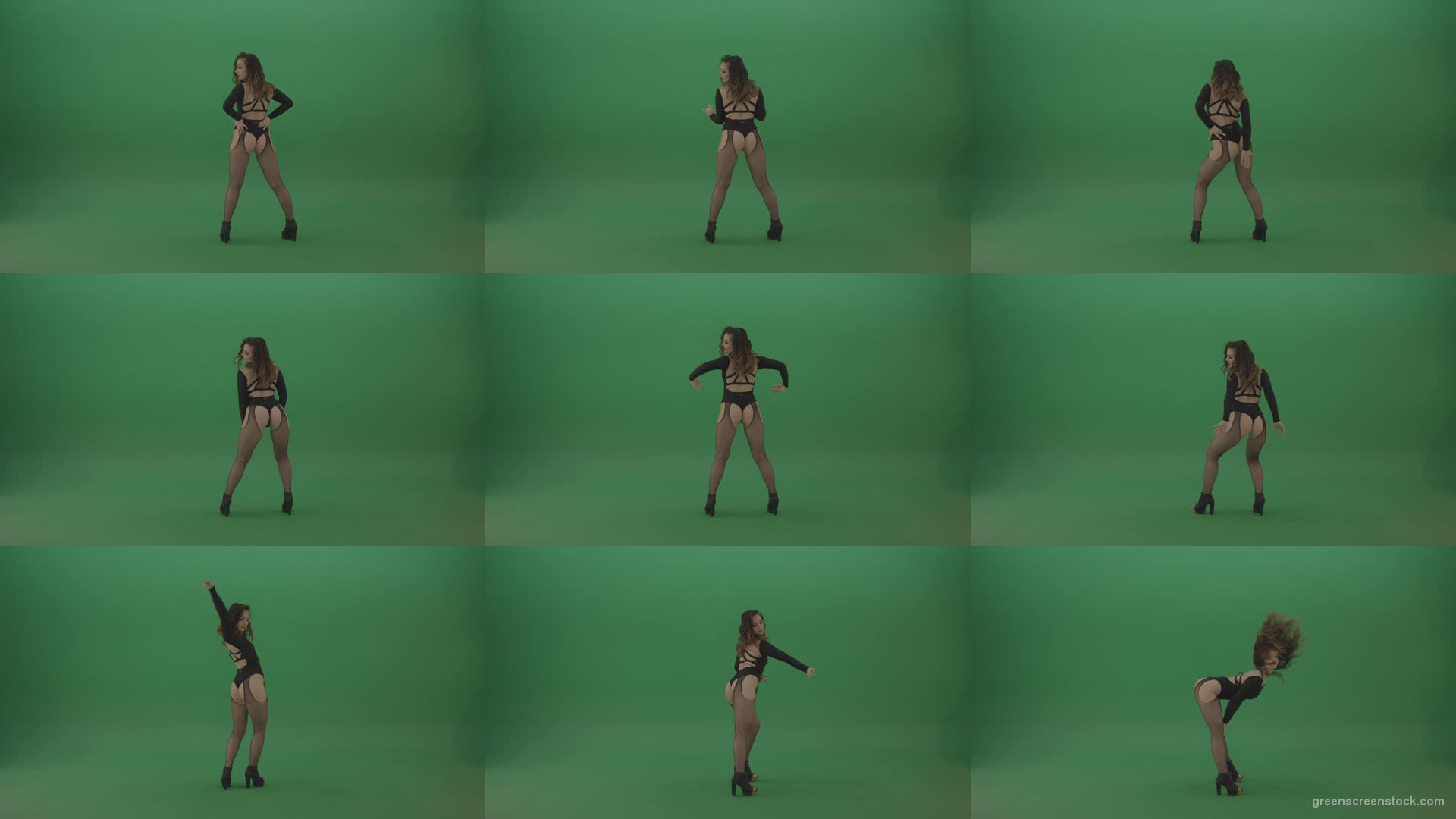 Beauty-girl-funny-shaking-the-ass-and-dancing-isolated-on-green-screen-1920 Green Screen Stock