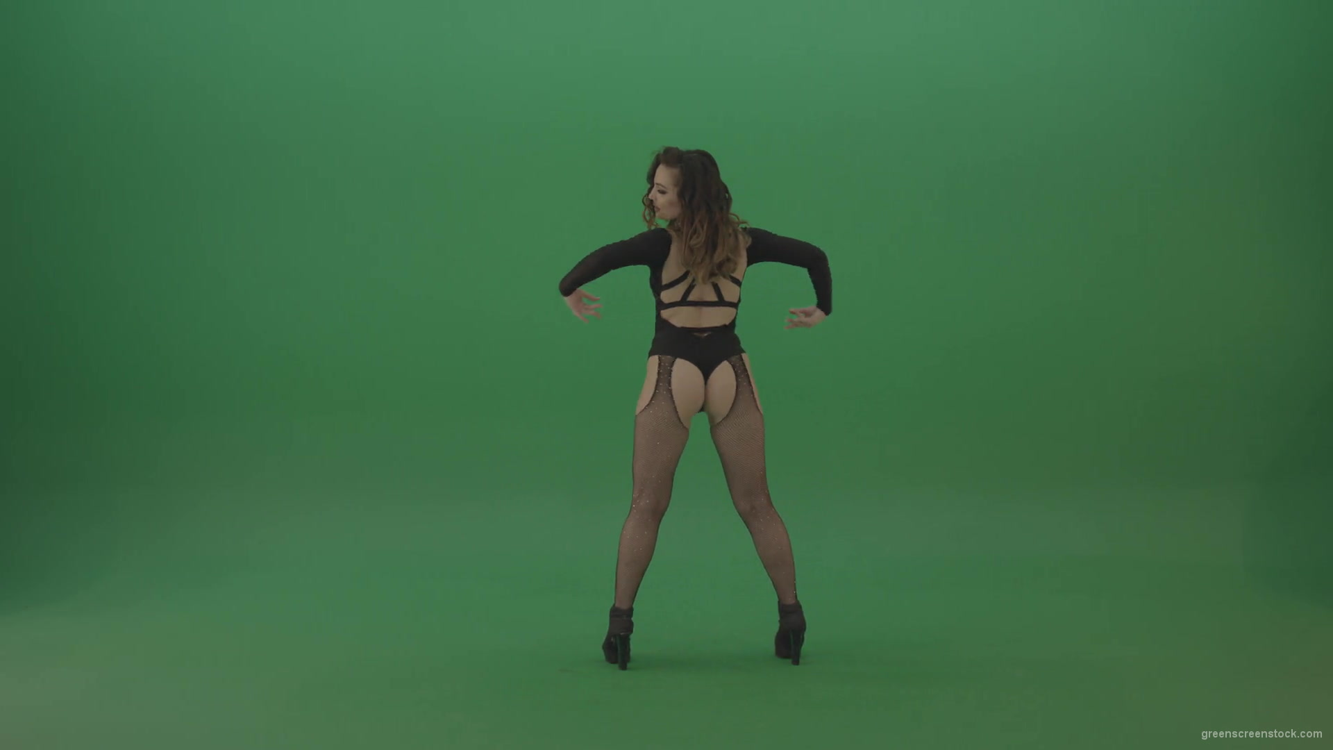 Beauty-girl-funny-shaking-the-ass-and-dancing-isolated-on-green-screen-1920_005 Green Screen Stock