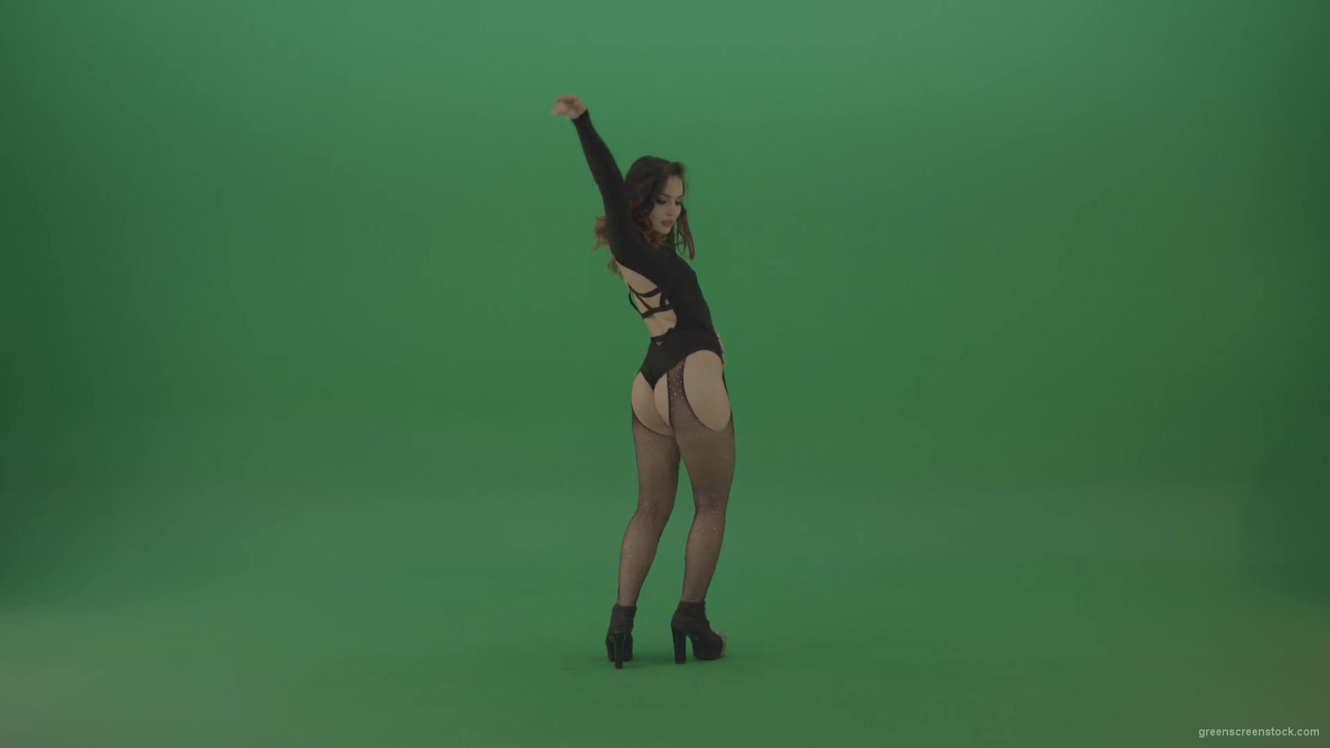 Beauty-girl-funny-shaking-the-ass-and-dancing-isolated-on-green-screen-1920_007 Green Screen Stock