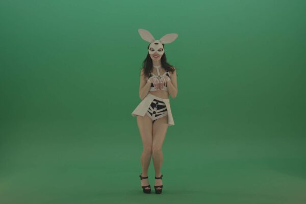 Dancing-Girl-in-Rabbit-bunny-costume-on-Green-Screen-Video-Footage-Pack-4K
