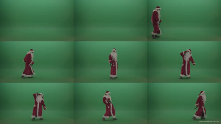 Drunk-santa-in-black-glasses-with-a-bottle-of-wine-staggers-across-the-green-screen-background-1920 Green Screen Stock