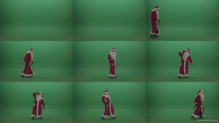 Drunk-santa-in-black-glasses-with-a-bottle-of-wine-staggers-across-the-green-screen-background-1920 Green Screen Stock