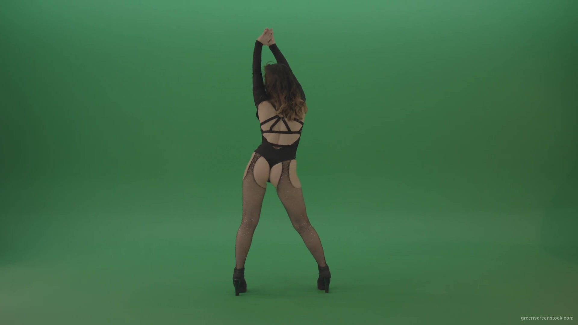 Go-Go-Girl-Dancing-and-shaking-the-ass-in-back-side-view-on-green-screen-1920_007 Green Screen Stock