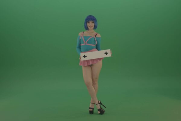 green screen girl with mockup plate video footage