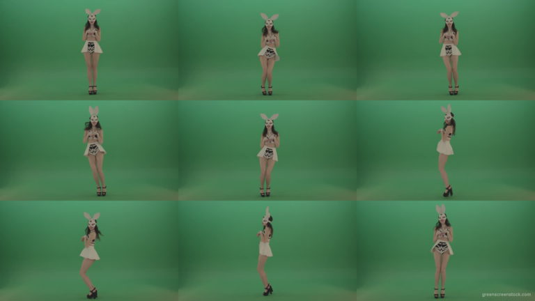 Happy-Jumping-Rabbit-Bunny-Girl-dancing-go-go-sexy-dance-green-screen-video-footage-1920 Green Screen Stock