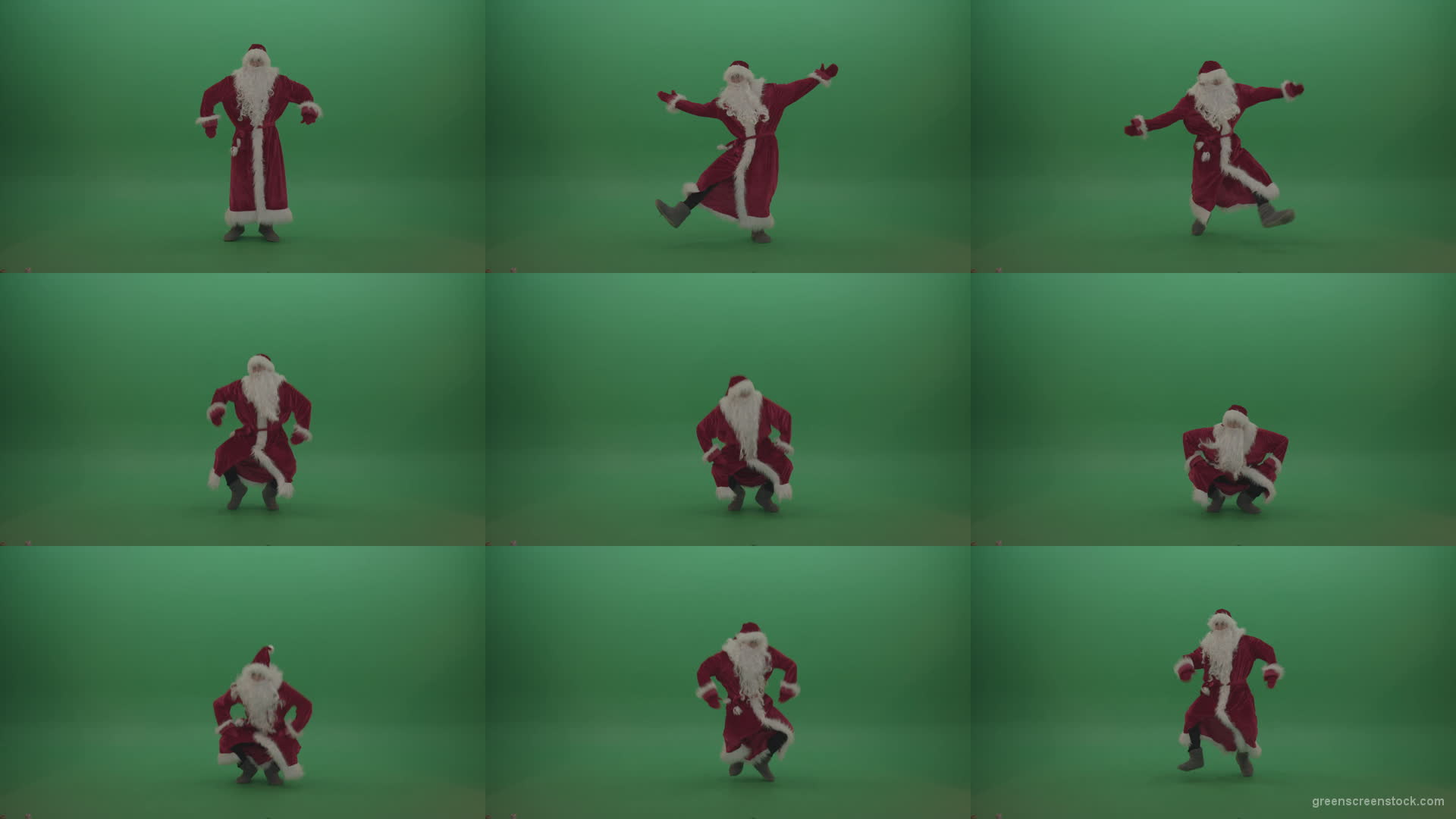 Happy-santa-dances-to-the-tune-over-chromakey-background-1920 Green Screen Stock