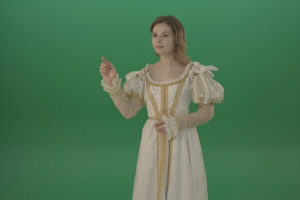 Medieval-Royal-Actress-woman-on-Green-Screen-Video-Footage