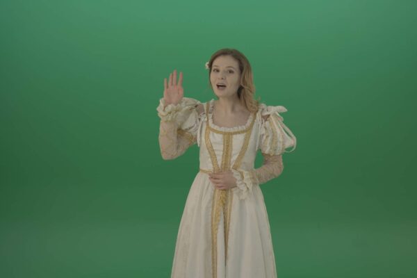 Medieval-Royal-Actress-woman-on-Green-Screen-Video-Footage-Pack-4K