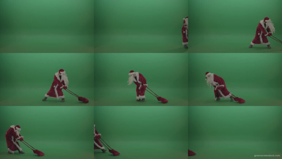 Santa-drags-the-heavy-gift-bag-over-chromakey-background-1920 Green Screen Stock