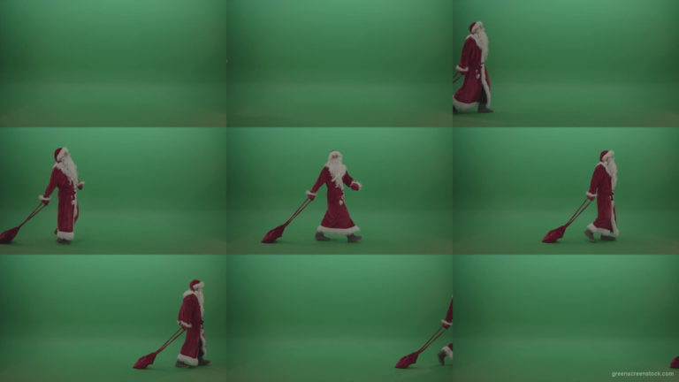 Santa-graciously-walks-across-with-gift-bag-over-chromakey-background-1920 Green Screen Stock