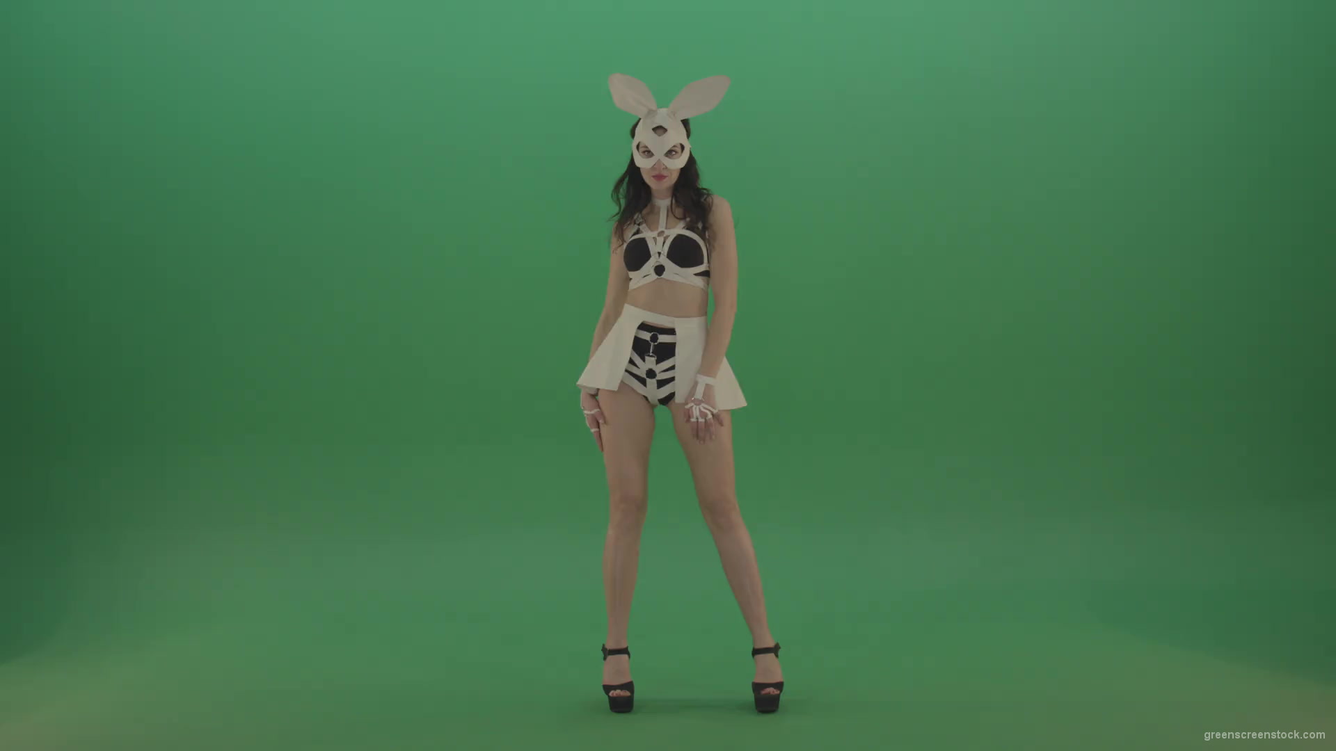Sexy-posing-Bunny-Girl-dancing-Go-Go-Rabbit-Dance-over-Green-Screen-1920_001 Green Screen Stock