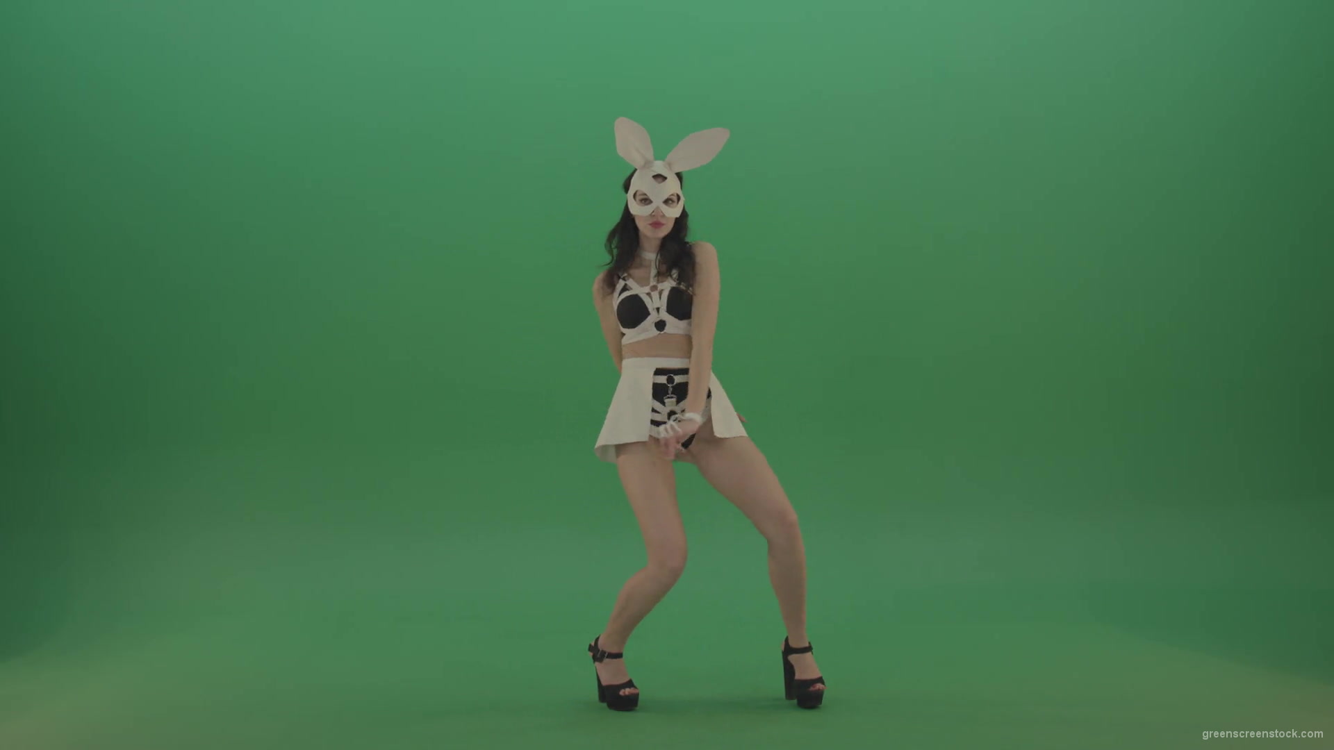 Sexy-posing-Bunny-Girl-dancing-Go-Go-Rabbit-Dance-over-Green-Screen-1920_004 Green Screen Stock